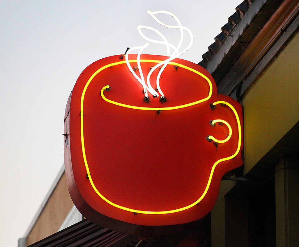 neon logo astoria oregon coffeeshop bistro